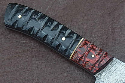 Luxury Damascus Steel Kitchen Knife  Groov Dollar Wood Handle  Professional Chef Tool 2