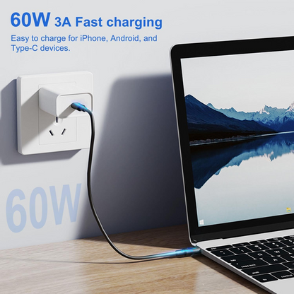 5 in 1 Cable Charging Case Set, MagicFiber PD60W USB C To Type C, Cable For iPhone, USB Adapter Cable For Samsung