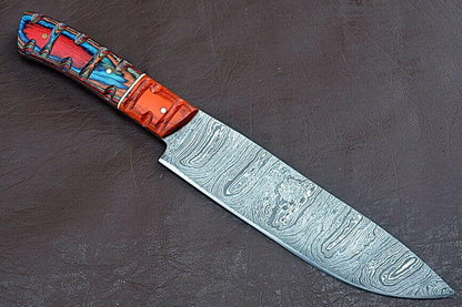 The ForgeCraft Collection  Handmade Full Tang Damascus Chef Knife With Exotic Wood Handle 2