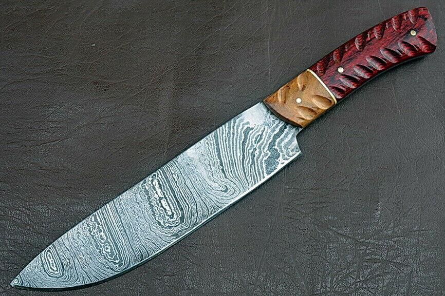 Authentic Damascus Kitchen Knife | Groov Dollar Wood Handle | Culinary Artisan Edition