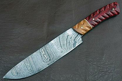 Authentic Damascus Kitchen Knife | Groov Dollar Wood Handle | Culinary Artisan Edition