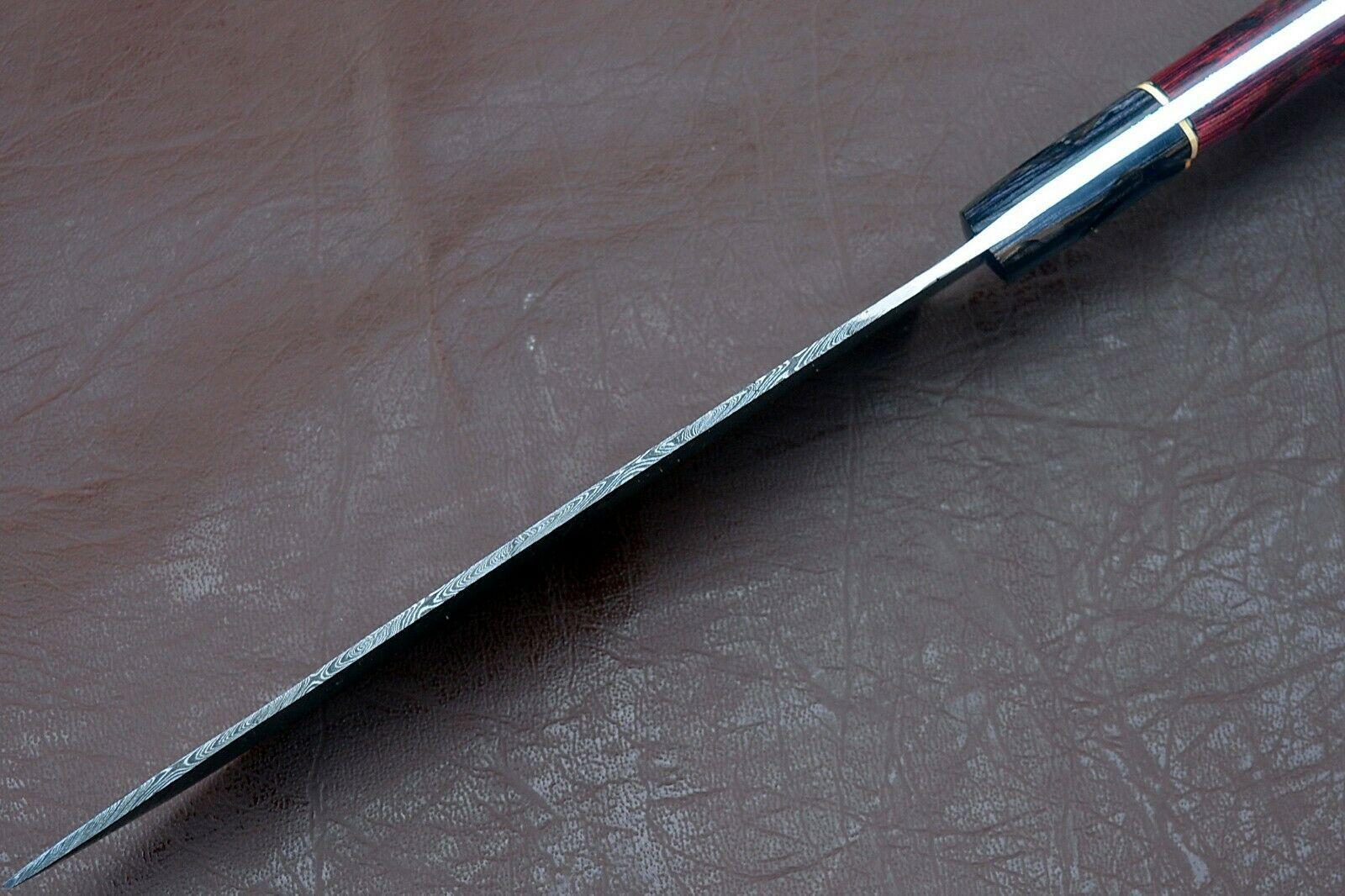 Hand Forged Damascus Steel Chef Knife  Premium Craftsmanship With Groov Dollar Wood 2