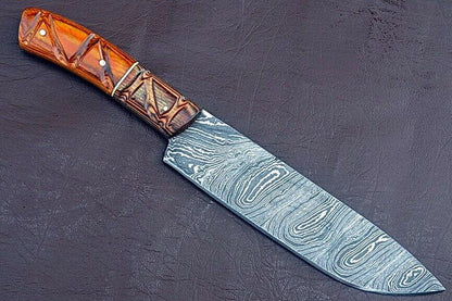 MasterChef Choice  Handmade Damascus Knife With Exotic Groov Dollar Wood Handle 1