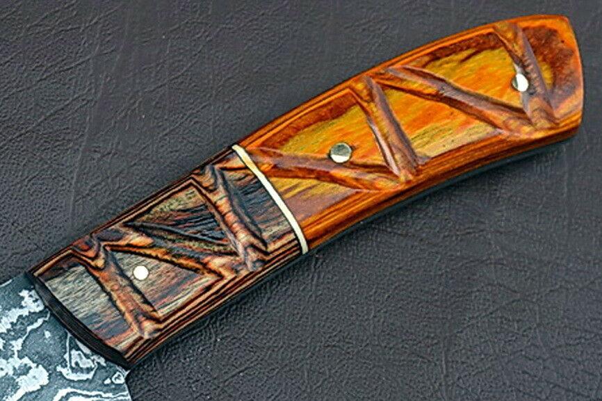MasterChef Choice  Handmade Damascus Knife With Exotic Groov Dollar Wood Handle 3