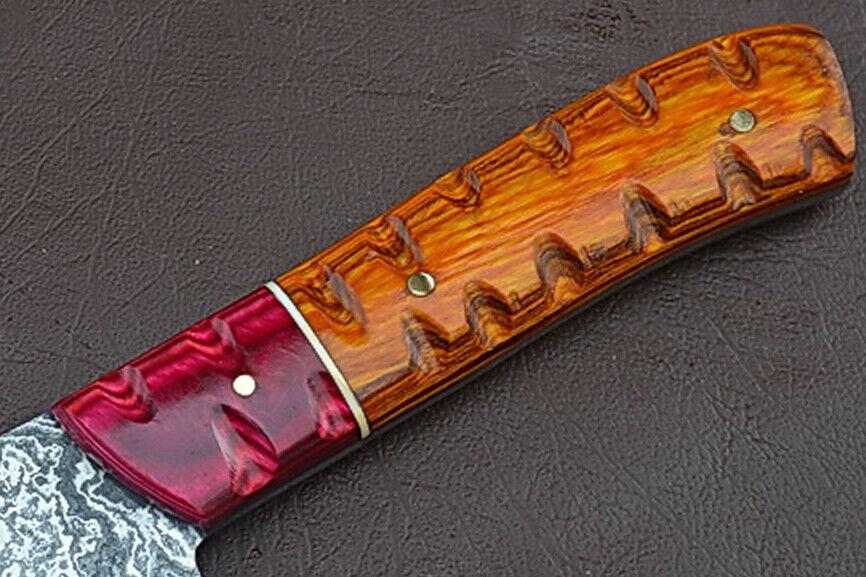 The Artisan Edge  Custom Damascus Steel Kitchen Knife  Groov Dollar Wood Handle 1