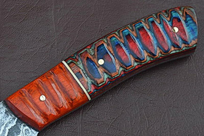Premium Handmade Damascus Chef Knife With Groov Dollar Wood Handle  Full Tang Forged Kitchen Blade 3