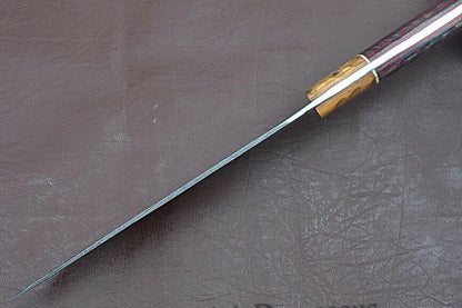 Luxury Handmade Damascus Chef Knife  Groov Dollar Wood Handle  Professional Kitchen Tool 2