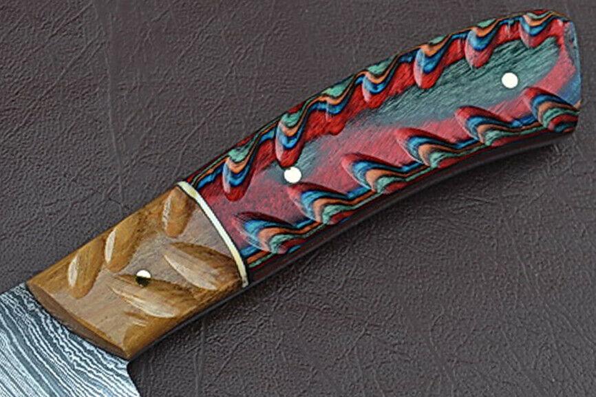 Luxury Handmade Damascus Chef Knife  Groov Dollar Wood Handle  Professional Kitchen Tool 3