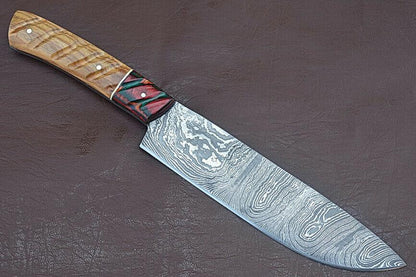 Forged Full Tang Damascus Kitchen Knife  Handmade Cooking Knife With Wood Grip 1