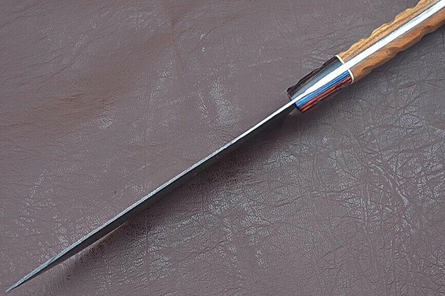 Forged Full Tang Damascus Kitchen Knife  Handmade Cooking Knife With Wood Grip 2