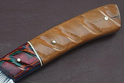 Forged Full Tang Damascus Kitchen Knife  Handmade Cooking Knife With Wood Grip 3