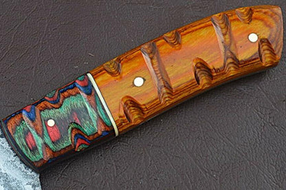 Artisan Damascus Steel Chef Knife  Groov Dollar Handle  Handmade Culinary Masterpiece 3