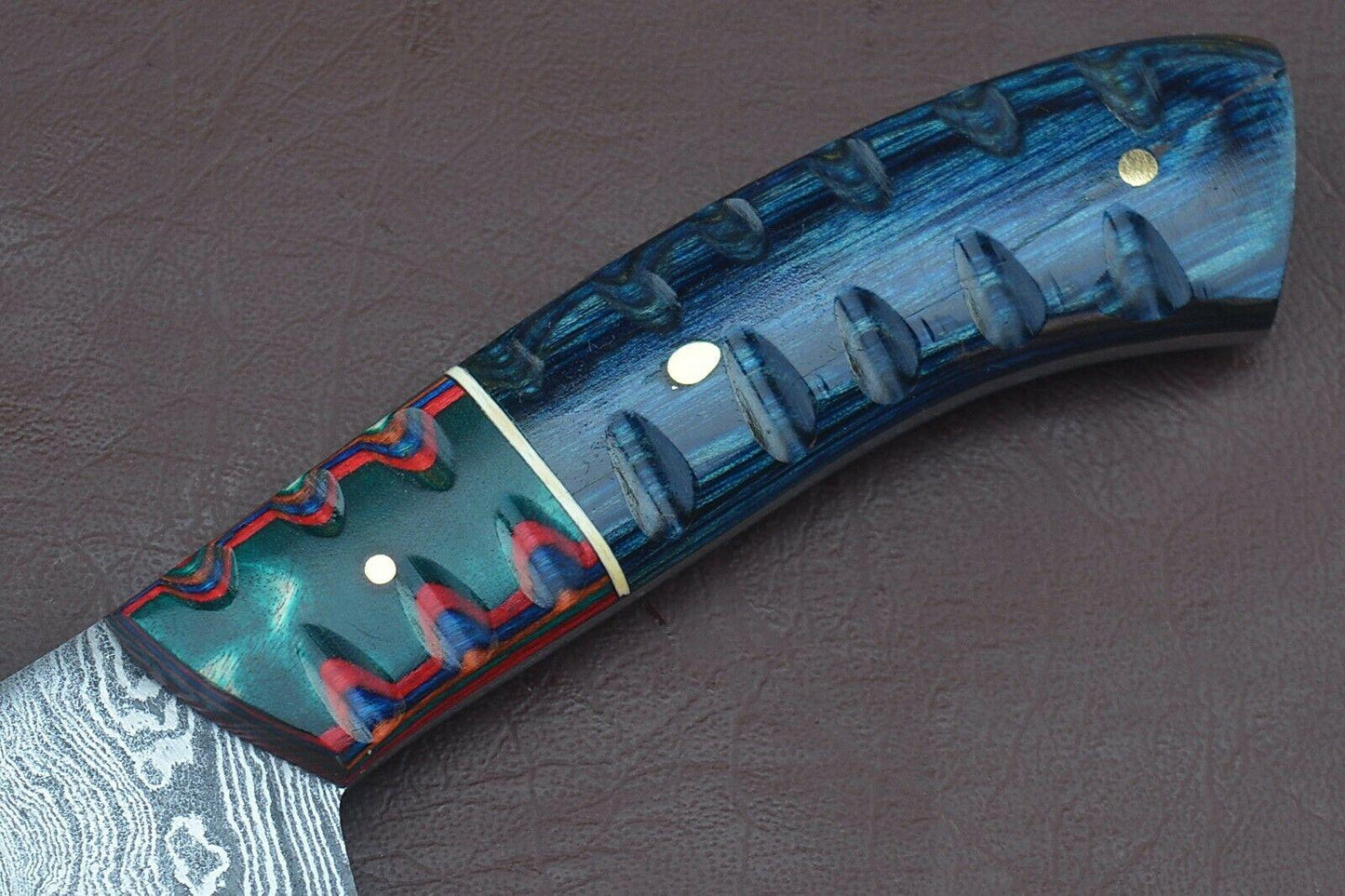 Exclusive Damascus Chef Knife  Premium Groov Dollar Wood Handle  Kitchen Essential 4