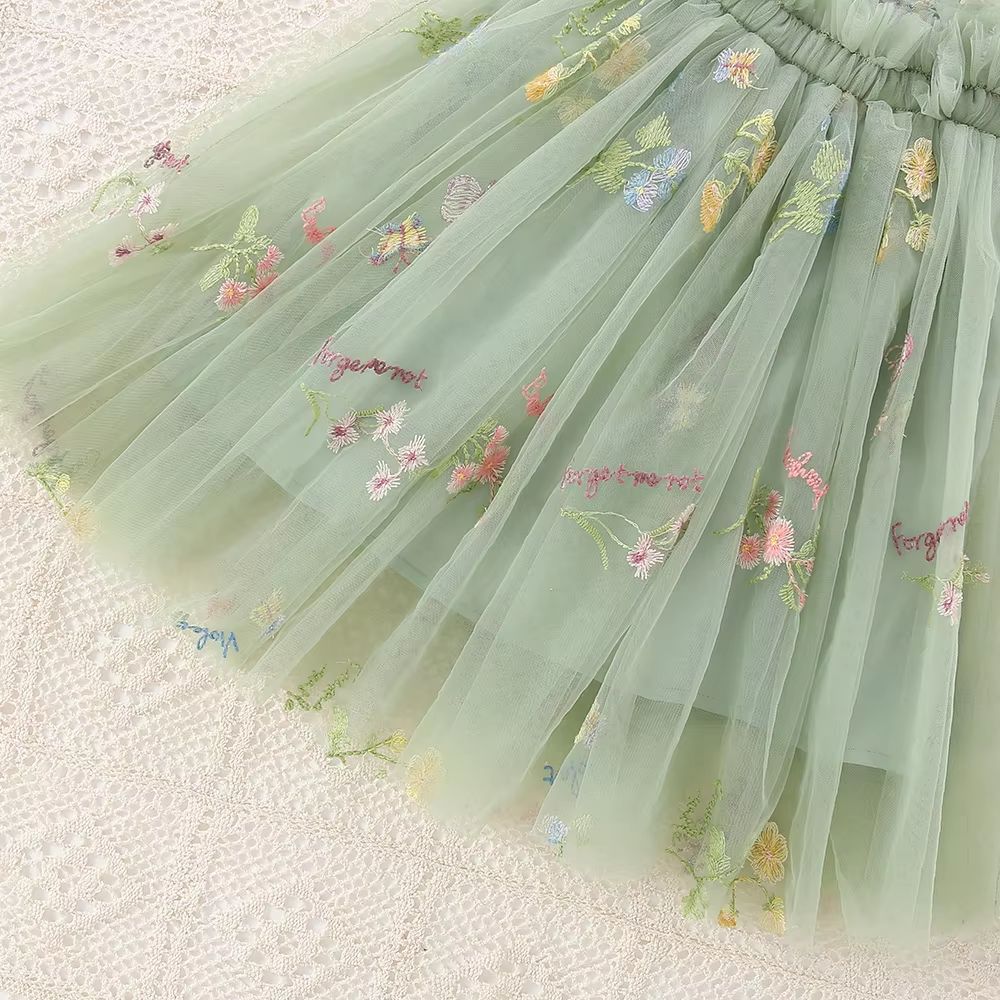 Toddler Girls Mesh Tulle Princess Dress With Bow  Summer Embroidered Flower Tutu Dress For Baby Gir 4
