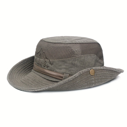 Summer Panama Style Mesh Bucket Hat, Men's Breathable Design, Perfect for Hiking, Fishing, Beach Sun Protection