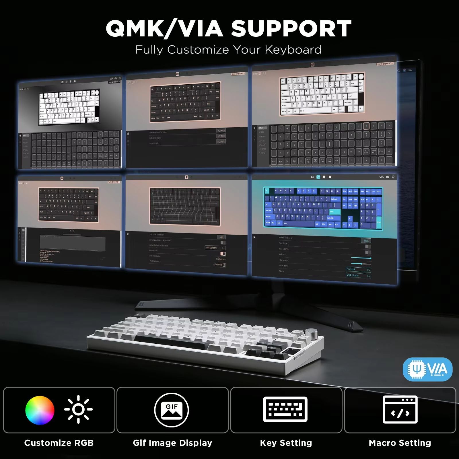 YUNZII AL80 Silver Wireless Mechanical Keyboard  Full Aluminum Custom HotSwap Keyboard With LCD Dis 2