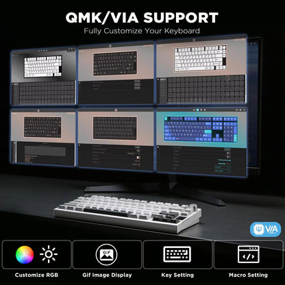 YUNZII AL80 Silver Wireless Mechanical Keyboard  Full Aluminum Custom HotSwap Keyboard With LCD Dis 2