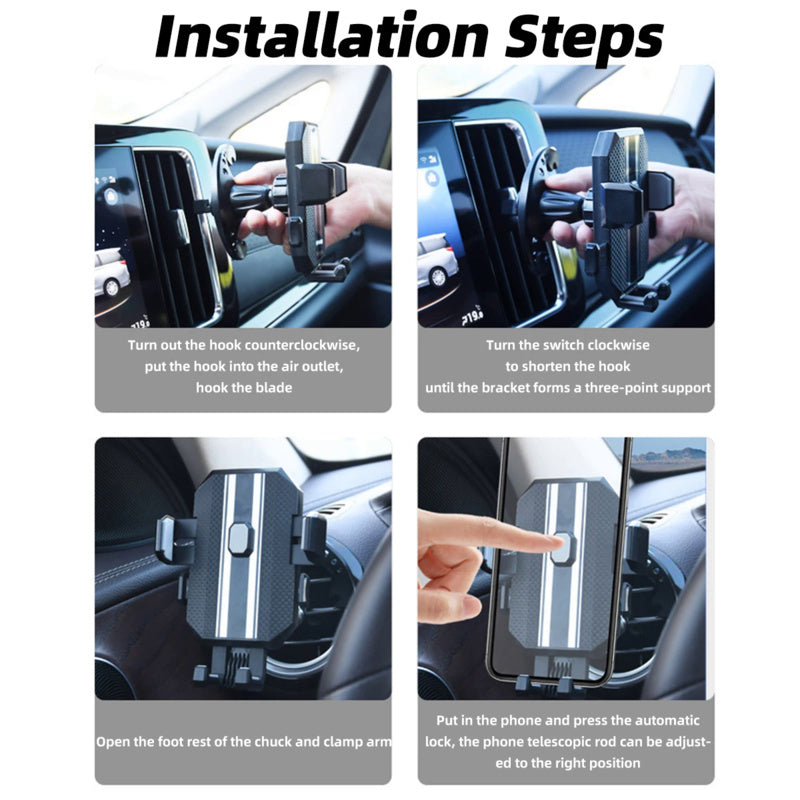 Black White Car Phone Holder, Universal Air Outlet Mount, Compatibility Holder for Smartphones
