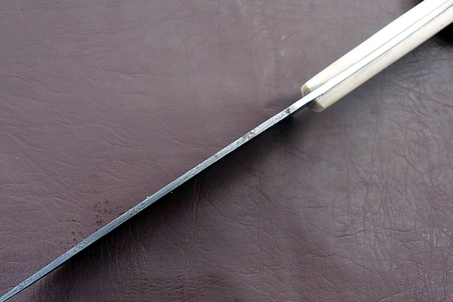 Handmade Full Tang Damascus Chef Knife With White Bone Handle  Custom Kitchen Knife 2