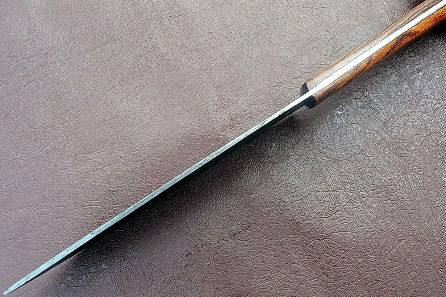 Handmade Full Tang Damascus Chef Knife With Rose Wood Handle  Custom Kitchen Knife 1