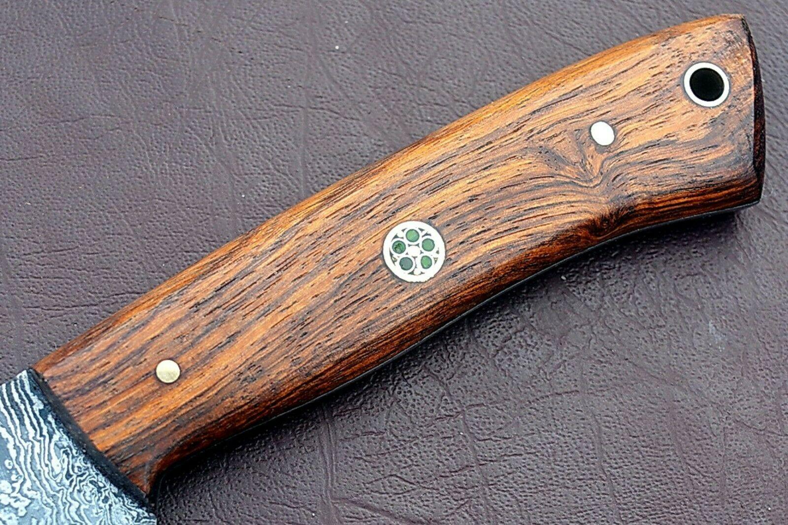 Handmade Full Tang Damascus Chef Knife With Rose Wood Handle  Custom Kitchen Knife 2