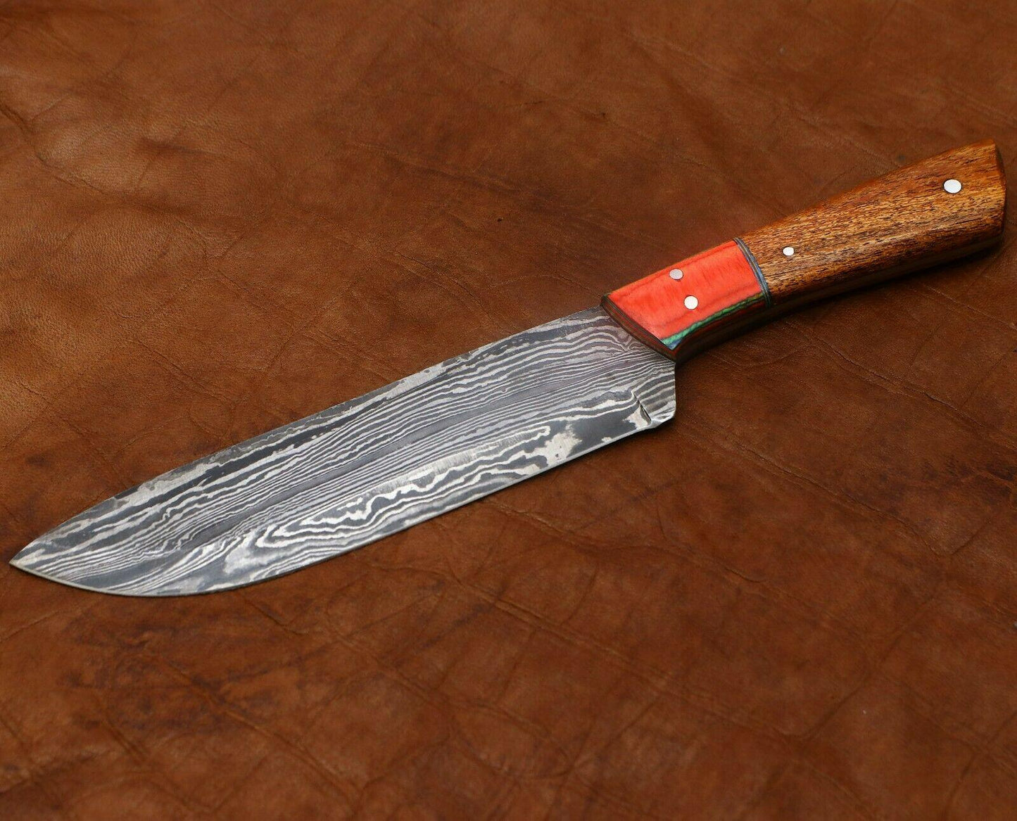 Premium Damascus Steel Kitchen Knife  HandForged Chef Knife With Rosewood Handle 3