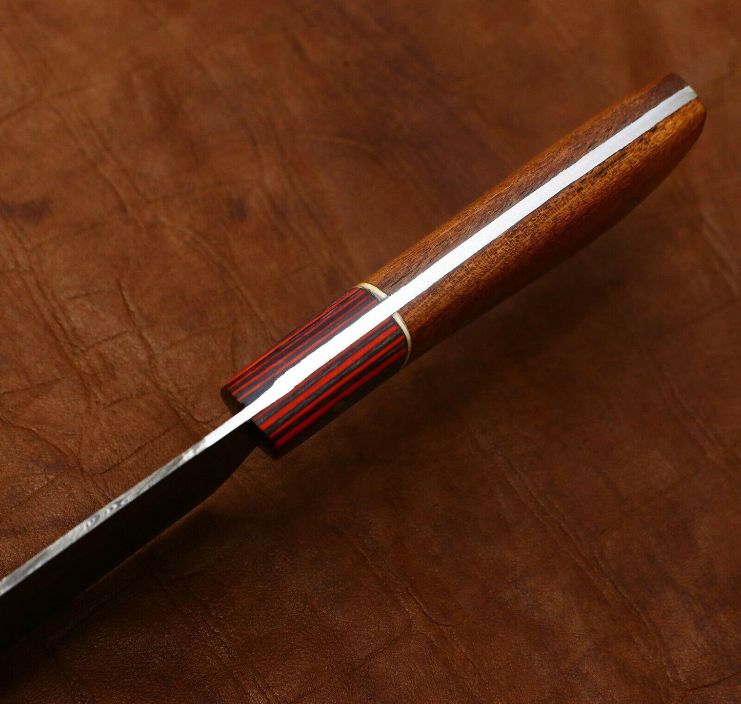 Custom Handmade Damascus Cooking Knife  Full Tang Blade With Rose Wood Handle 2