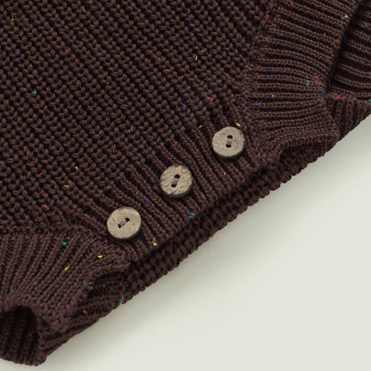 Newborn Baby Girls Boys Knitted Sweater Romper, Long Sleeve Crew Neck Bodysuit, Autumn Winter Solid Color Infant