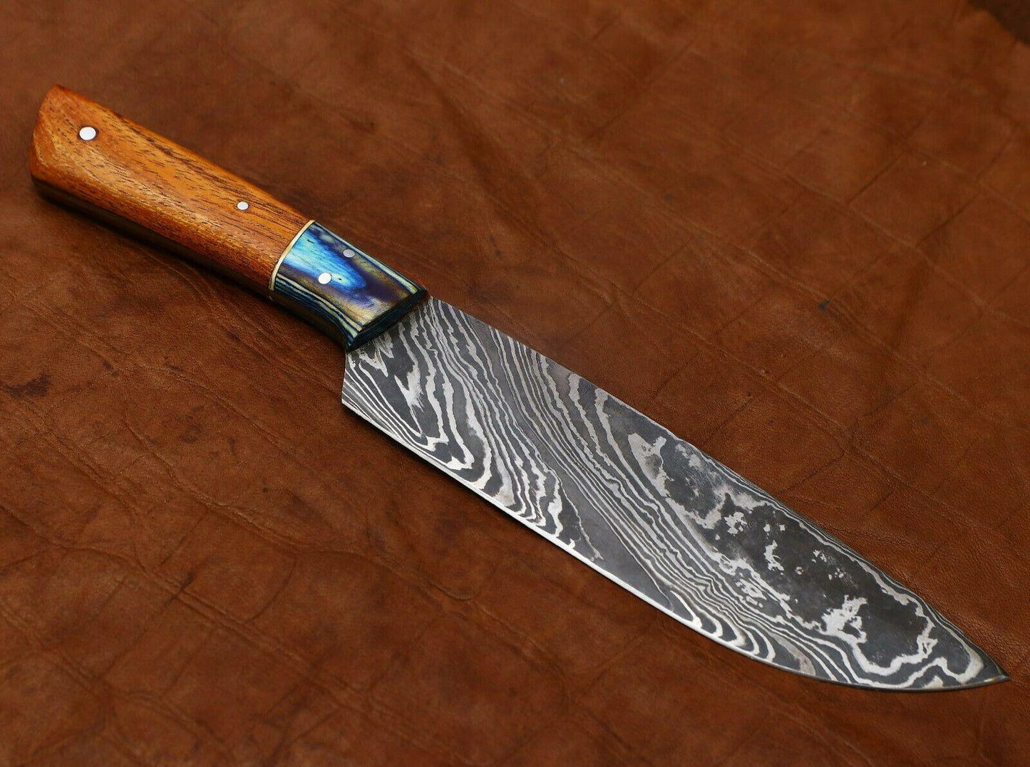 Luxury Damascus Steel Chef Knife  Artisan Handcrafted Rosewood Kitchen Knife 1