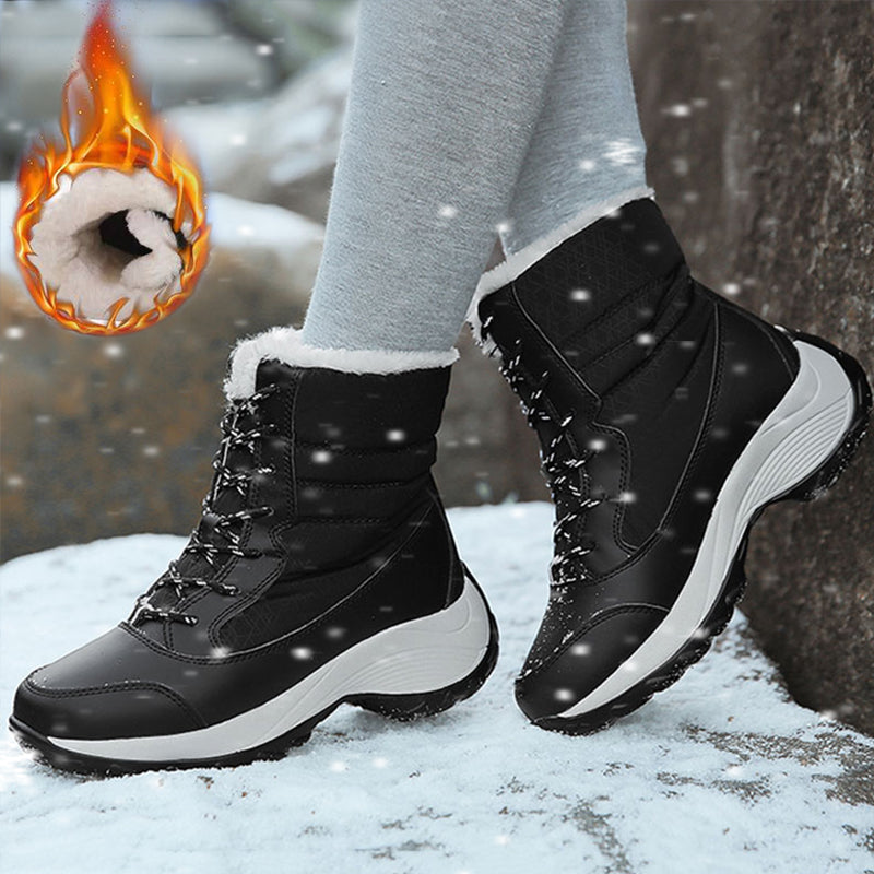 Stylish Womens Boots Snow Flat Women Booties Lace Up Ladies Shoes Fashion Ankle Boots Warm New Womens Winter Shoes Boots