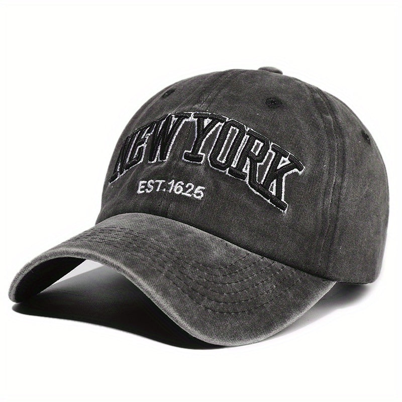 Adjustable Water Washed Baseball Cap, Embroidered Letter Retro Duckbill Hat for Men and Women