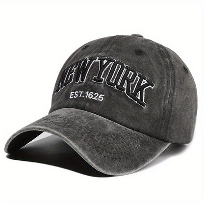 Adjustable Water Washed Baseball Cap, Embroidered Letter Retro Duckbill Hat for Men and Women