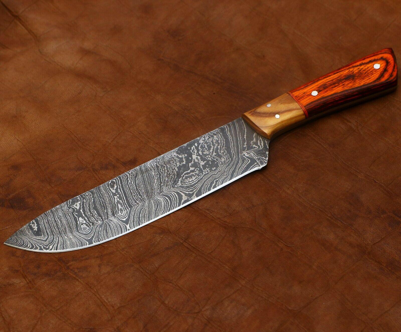 Artisan 11 Damascus Chef Knife  Handmade Full Tang Blade With Pakka Wood Handle 3