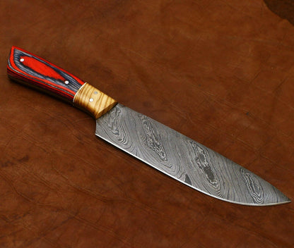 Custom Handmade 11 Damascus Steel Chef Knife  Pakka Wood Handle Kitchen Knife 2