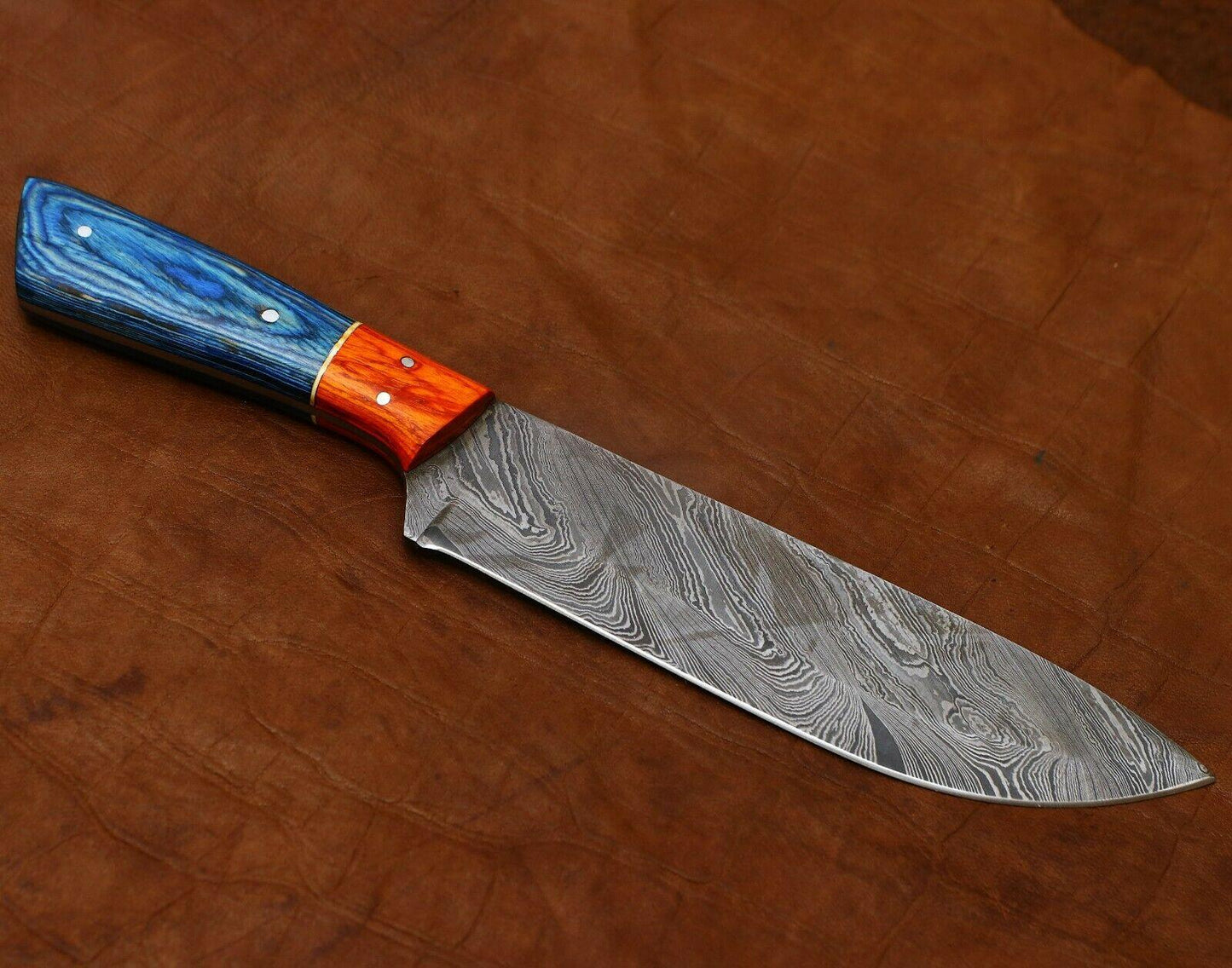 Full Tang Damascus Kitchen Knife  11 Handcrafted Chef Knife With Pakka Wood Handle 2