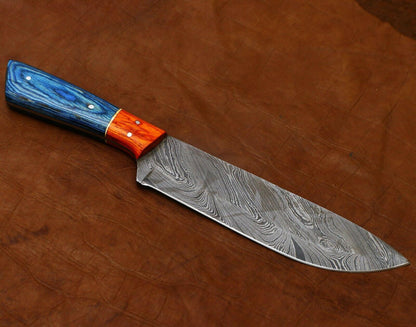 Full Tang Damascus Kitchen Knife  11 Handcrafted Chef Knife With Pakka Wood Handle 2