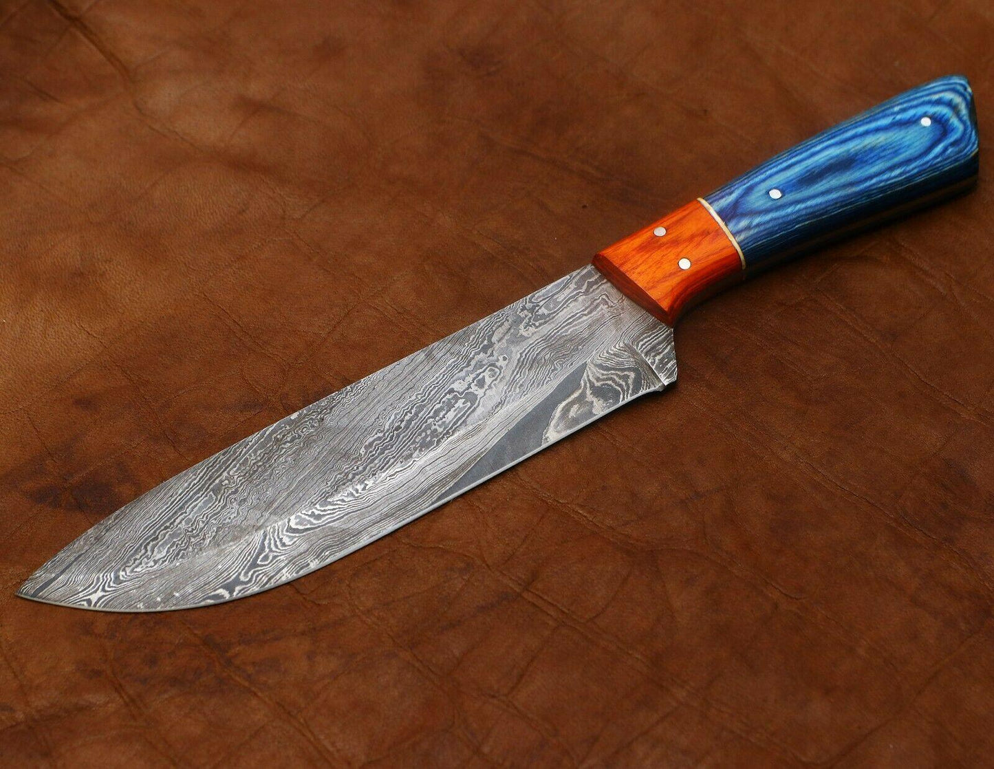Full Tang Damascus Kitchen Knife  11 Handcrafted Chef Knife With Pakka Wood Handle 3