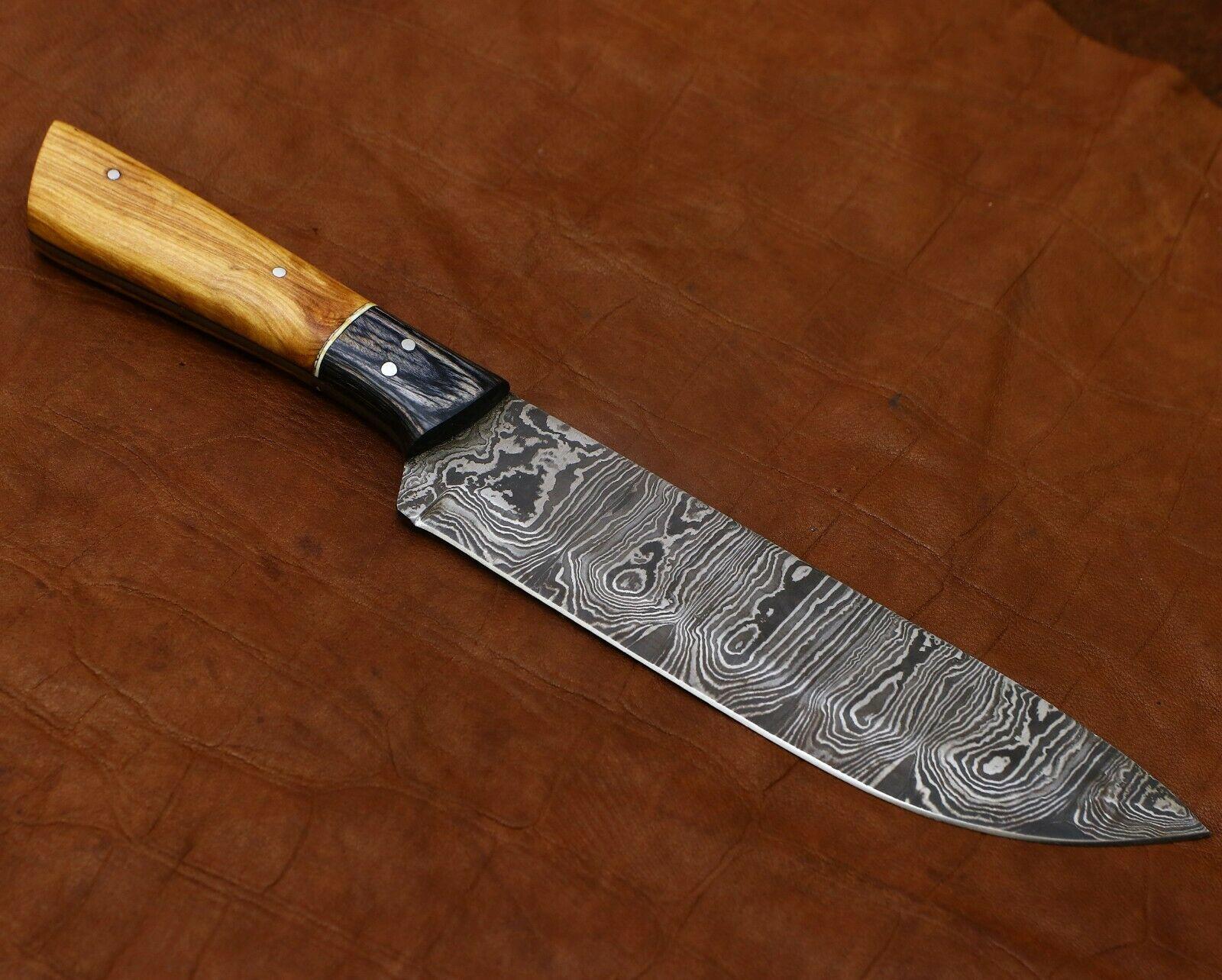Hand Forged Damascus Chef Knife  11 Kitchen Knife With Elegant Pakka Wood Handle 1