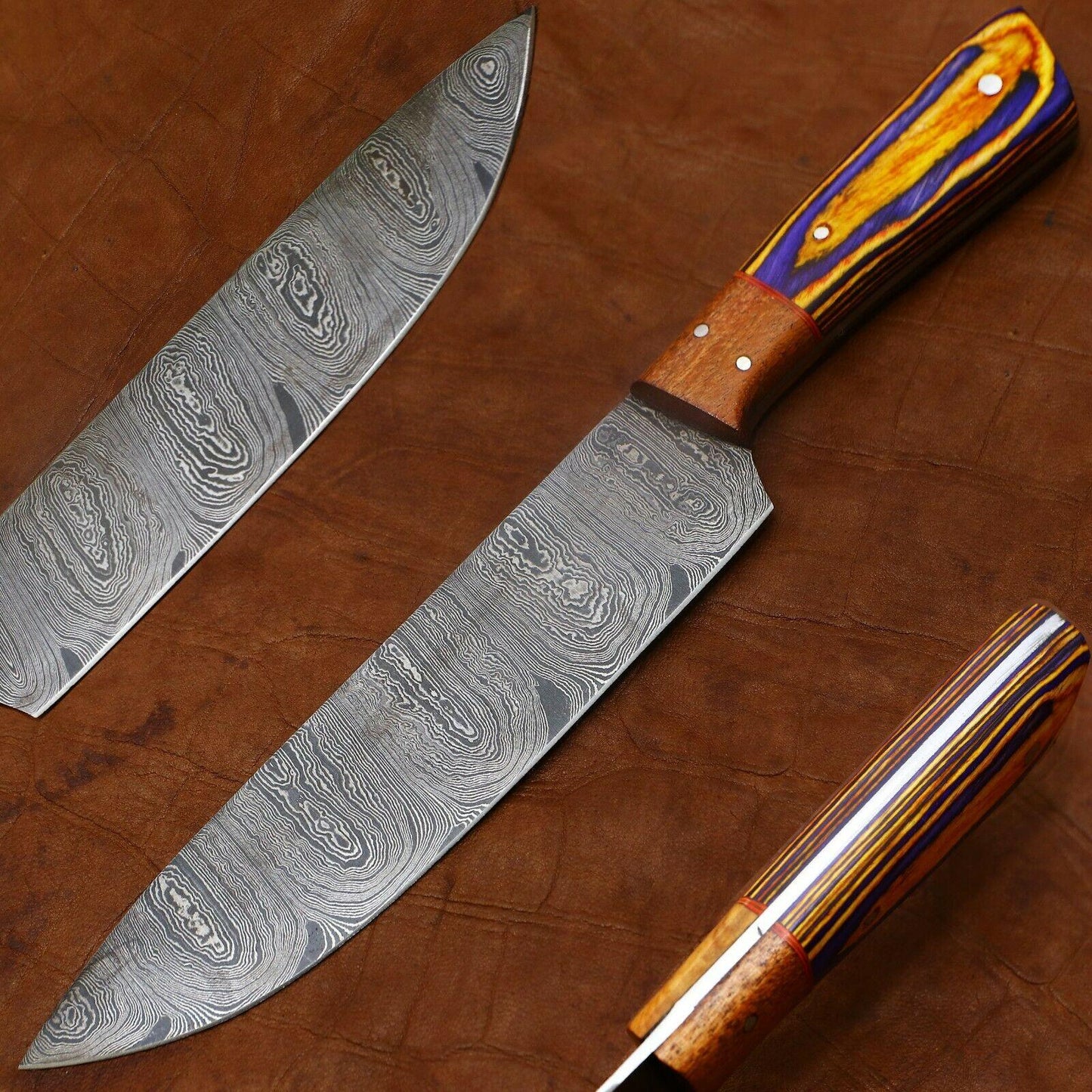 Artisan Damascus Kitchen Knife | Full Tang Handmade Chef Knife for Home & Restaurant