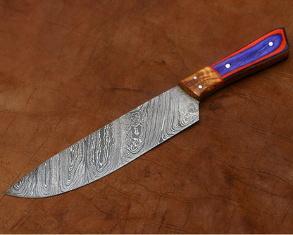 Master Forged Damascus Chef Knife  Handmade Culinary Knife With Wooden Handle 3
