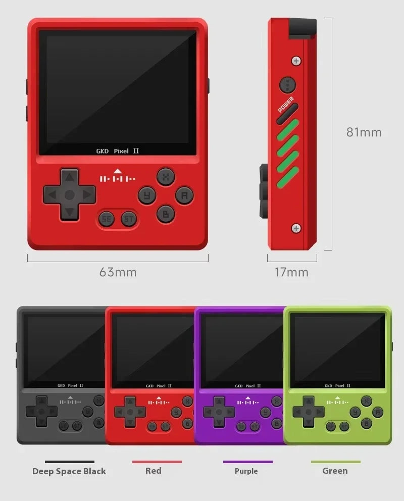GKD Pixel 2 Retro Handheld Game Console, 2.4 Inch IPS, PSP PSone 64GB CNC Metal Portable Gaming