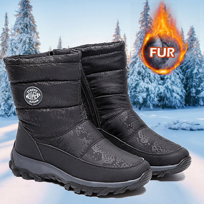Comfortable Casual Winter Shoes, Women Boots Snow Plus Size Warm Ladies Zipper Boots for Cold Weather
