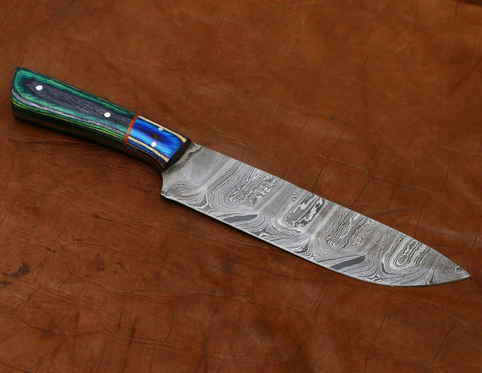 Exclusive Handmade Damascus Chef Knife  11Inch Kitchen Tool With Premium Wood Handle 1