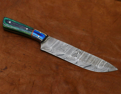 Exclusive Handmade Damascus Chef Knife  11Inch Kitchen Tool With Premium Wood Handle 1