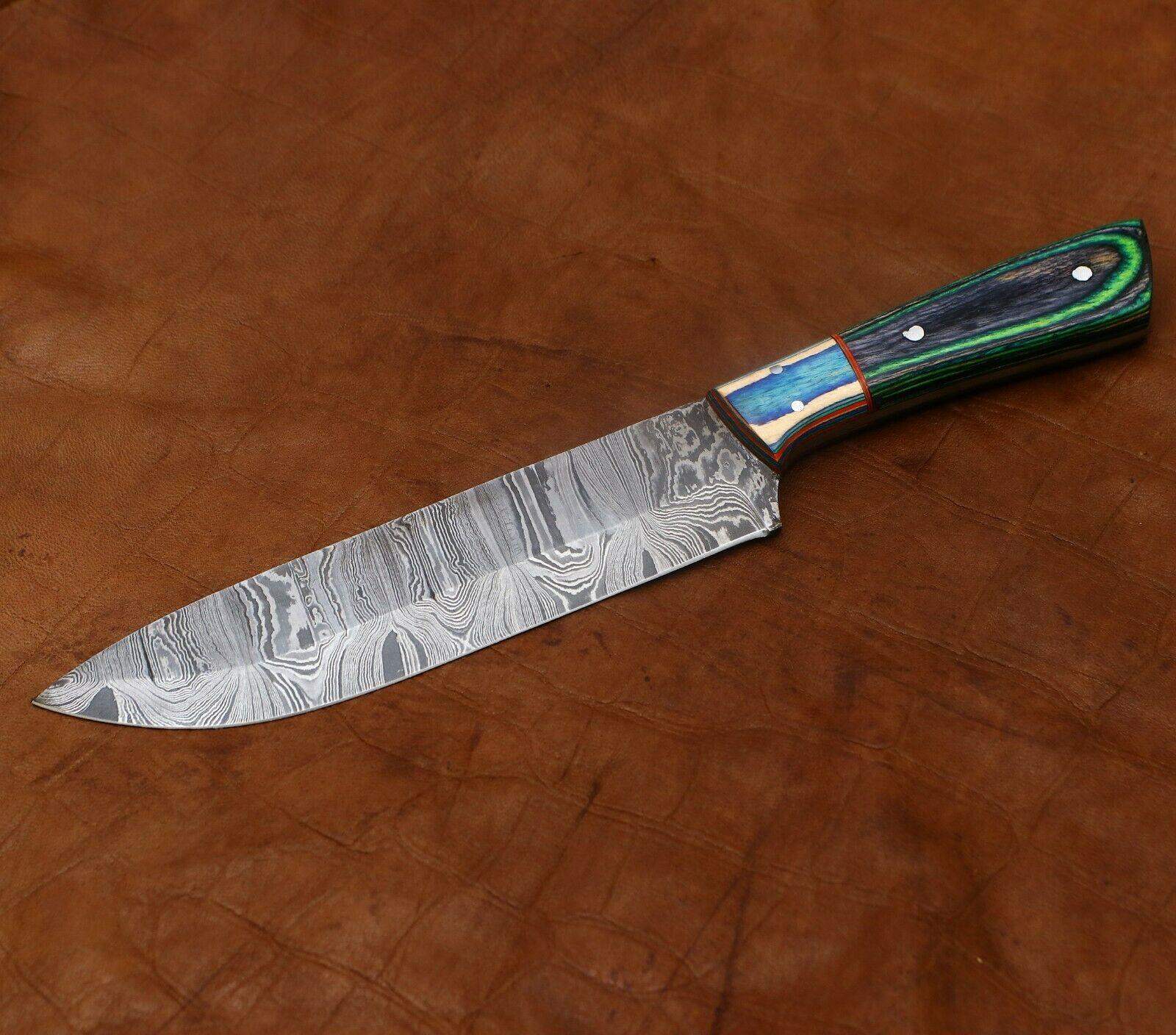 Exclusive Handmade Damascus Chef Knife  11Inch Kitchen Tool With Premium Wood Handle 3