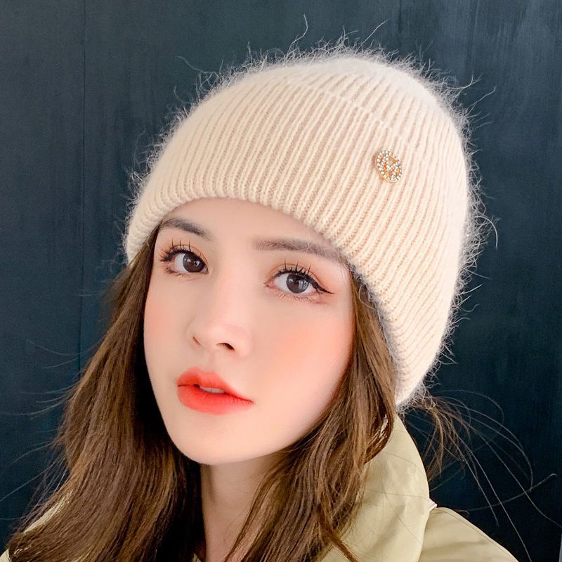Autumn And Winter M Standard Rabbit Fur Warm Plush Thick Knitted Hat Korean Version Couple Cotton H 3