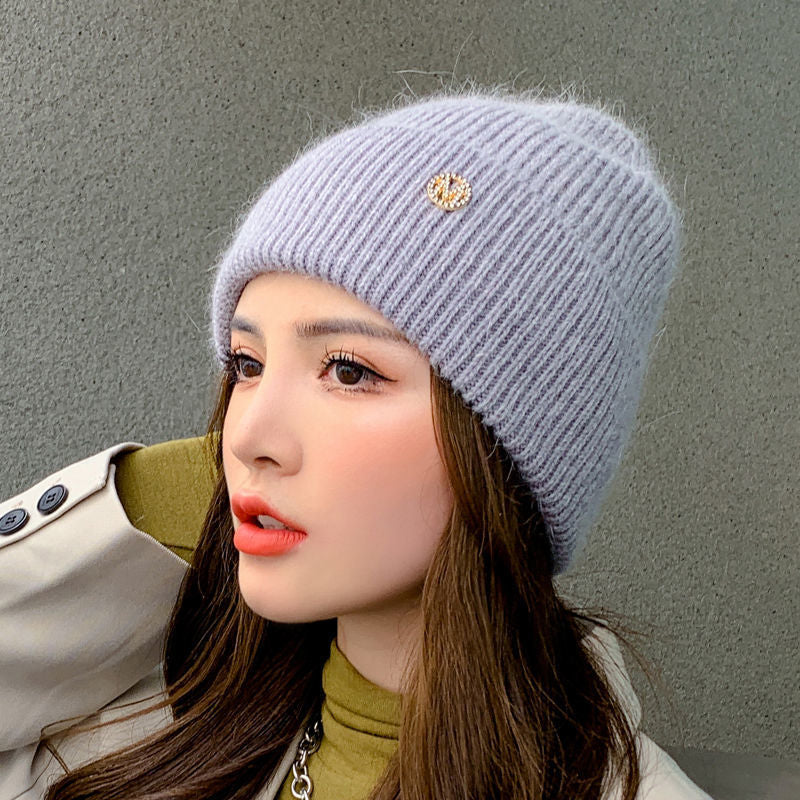 Autumn And Winter M Standard Rabbit Fur Warm Plush Thick Knitted Hat Korean Version Couple Cotton H 4