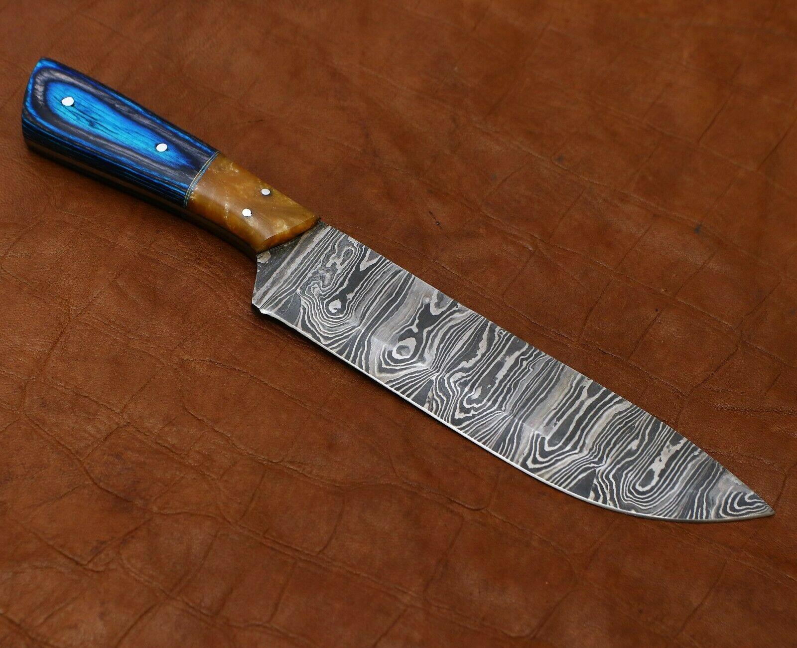 Handcrafted 11 Damascus Chef Knife  Premium Kitchen Knife With Pakka Wood Handle 1