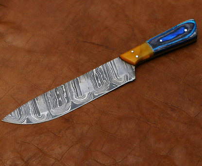 Handcrafted 11 Damascus Chef Knife  Premium Kitchen Knife With Pakka Wood Handle 3