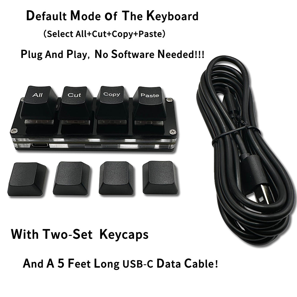RGB Mini Macro Pad Keyboard, One Handed Mechanical Keyboard, Select All Cut Copy Paste Shortcut, Programmable